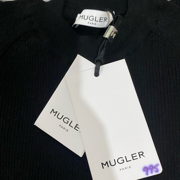 Mugler long sleeve mock neck pierced detail dress - Picture 3 of 4